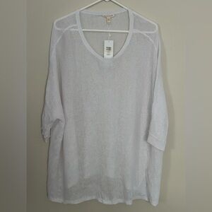 New Eileen Fisher 100% Organic Linen Bateau Neck Box Top Women’s XL White NWT